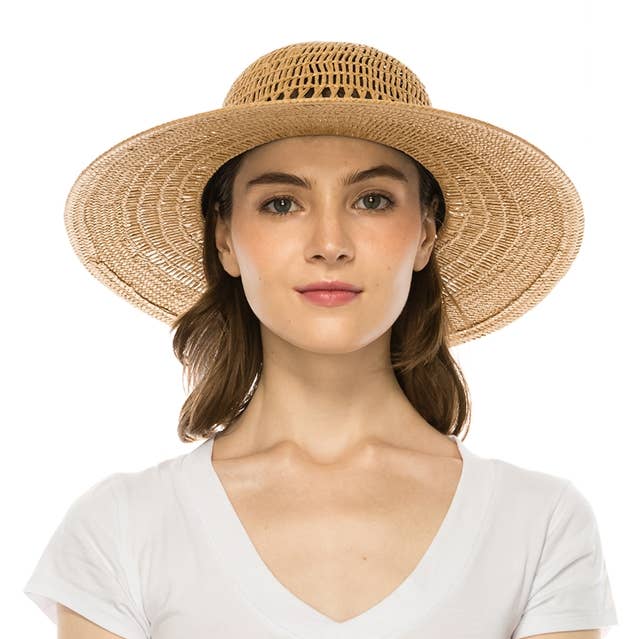 DNMC - Wholesale Straw Hat - Women's - Glamourous Handmade Straw Sun Hat w/ Peekaboo Weave0