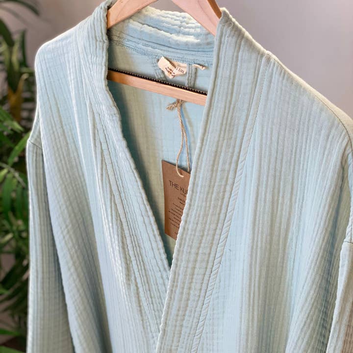 The Kurtis London - Wholesale Robe - Women's - 100% Cotton Muslin Robe, Dressing Gown, Gauze, Ice Blue