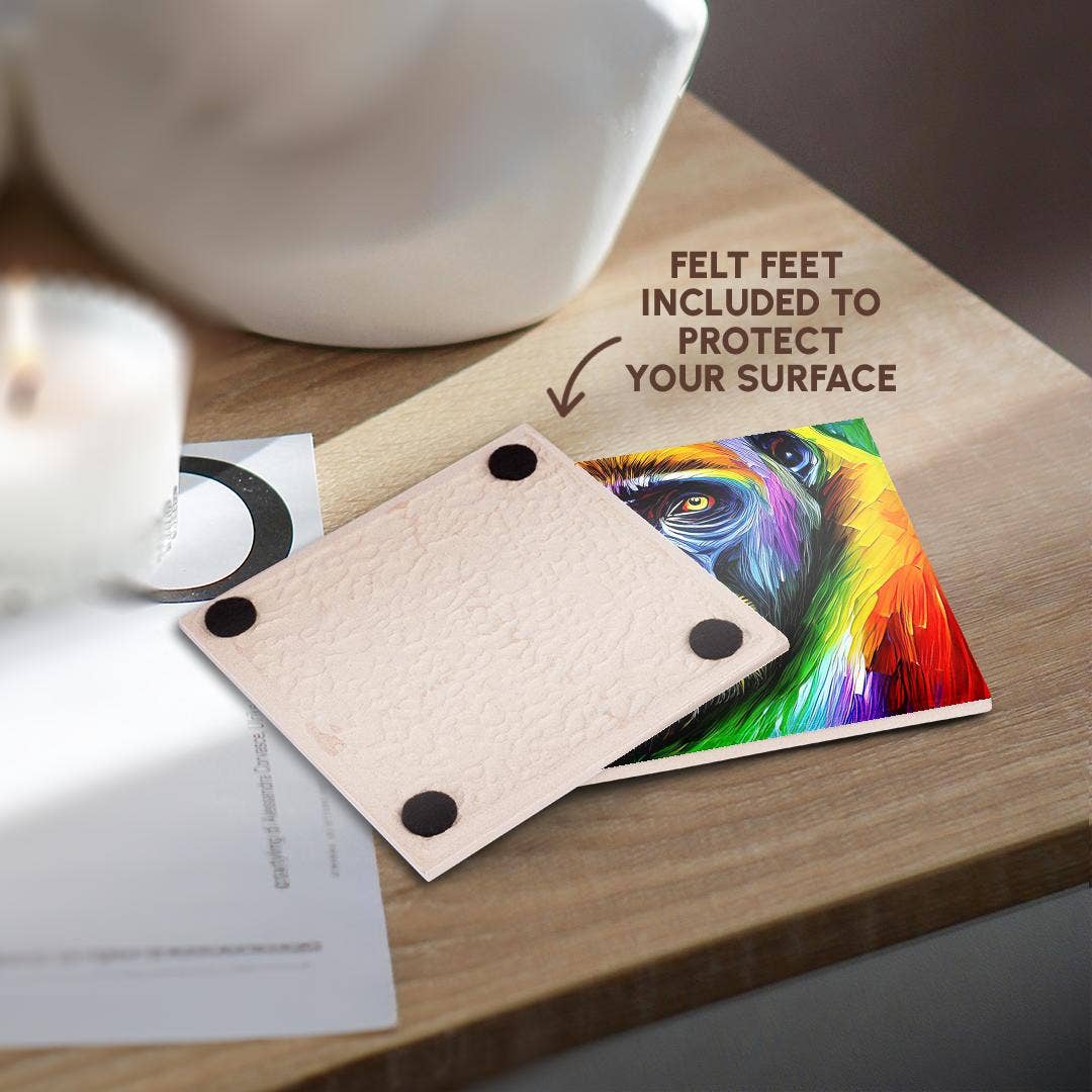 3dRose – wholesale Coasters – 3dRose, Funny Colorful Gorilla Ape Portrait. Digital Art. Gift, Charm, Coaster3