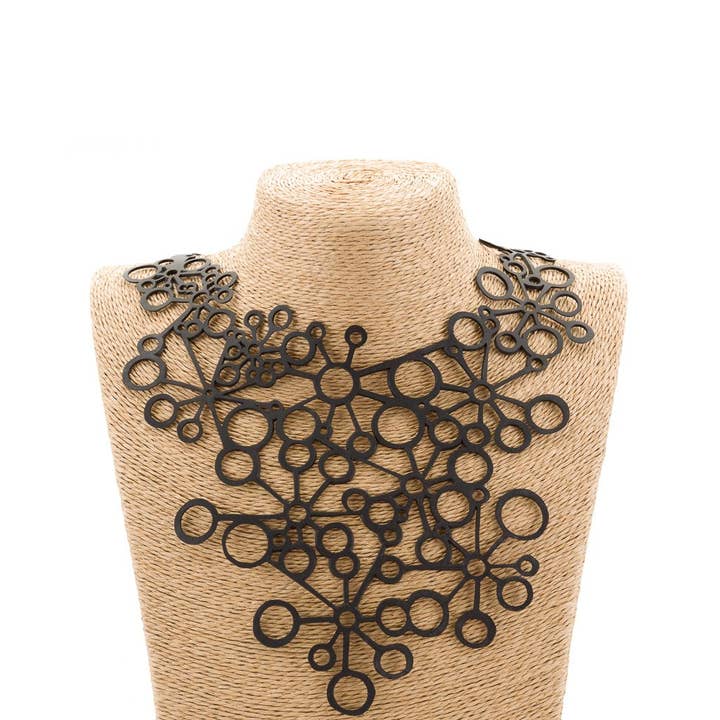 Octa Handcraft Black Statement Necklace for wholesale by paguroupcycle