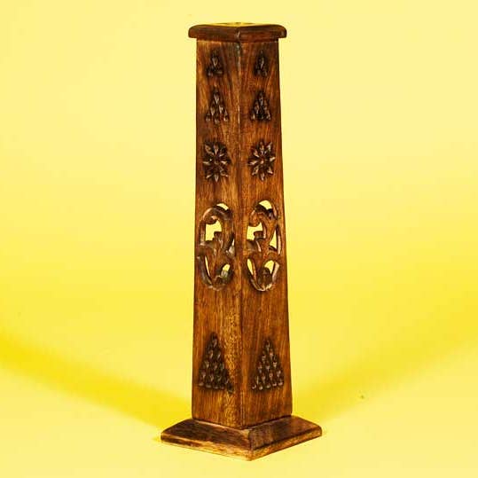 Handsnidad Om-tornrökelse & konbrännare – Mangoträ (12") för wholesale av R. Expo/Song of India