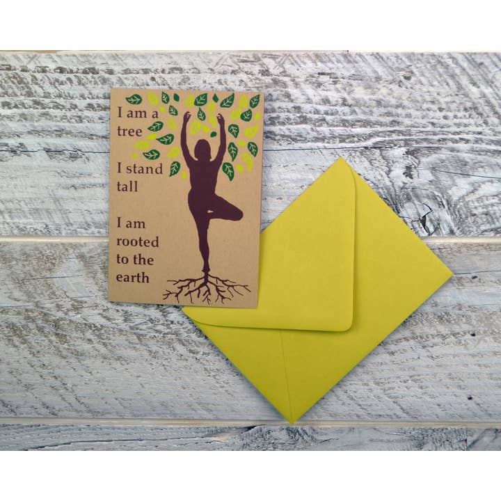 Yoga Tree Pose Card for wholesale by Think Greene