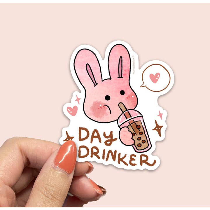 Boba Bunny Sticker for wholesale by Wanderella