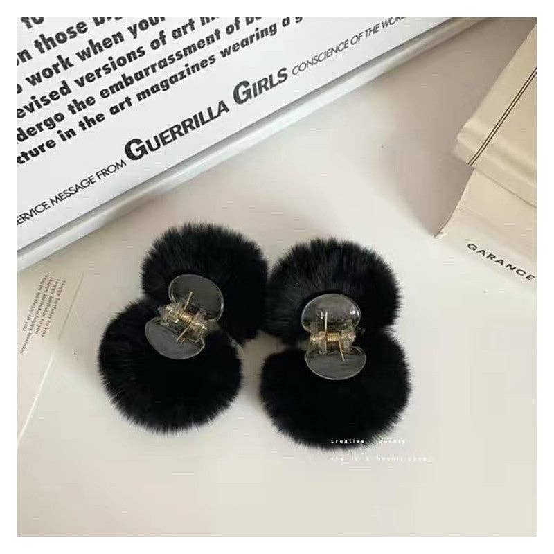 FurDecoration - Wholesale Hair Clip - Women's - Fluffy Rex Rabbit Fur Small Hair Claw Hair Clip0