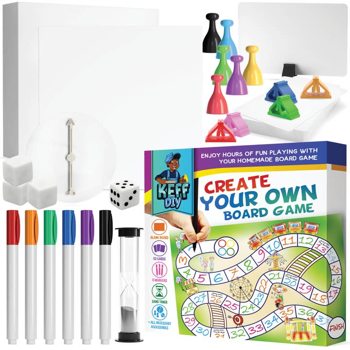 Keff Creations – Kit de artesanato DIY por atacado – Faça o seu próprio conjunto de jogos de tabuleiro - Kit de jogo de tabuleiro em branco DIY
