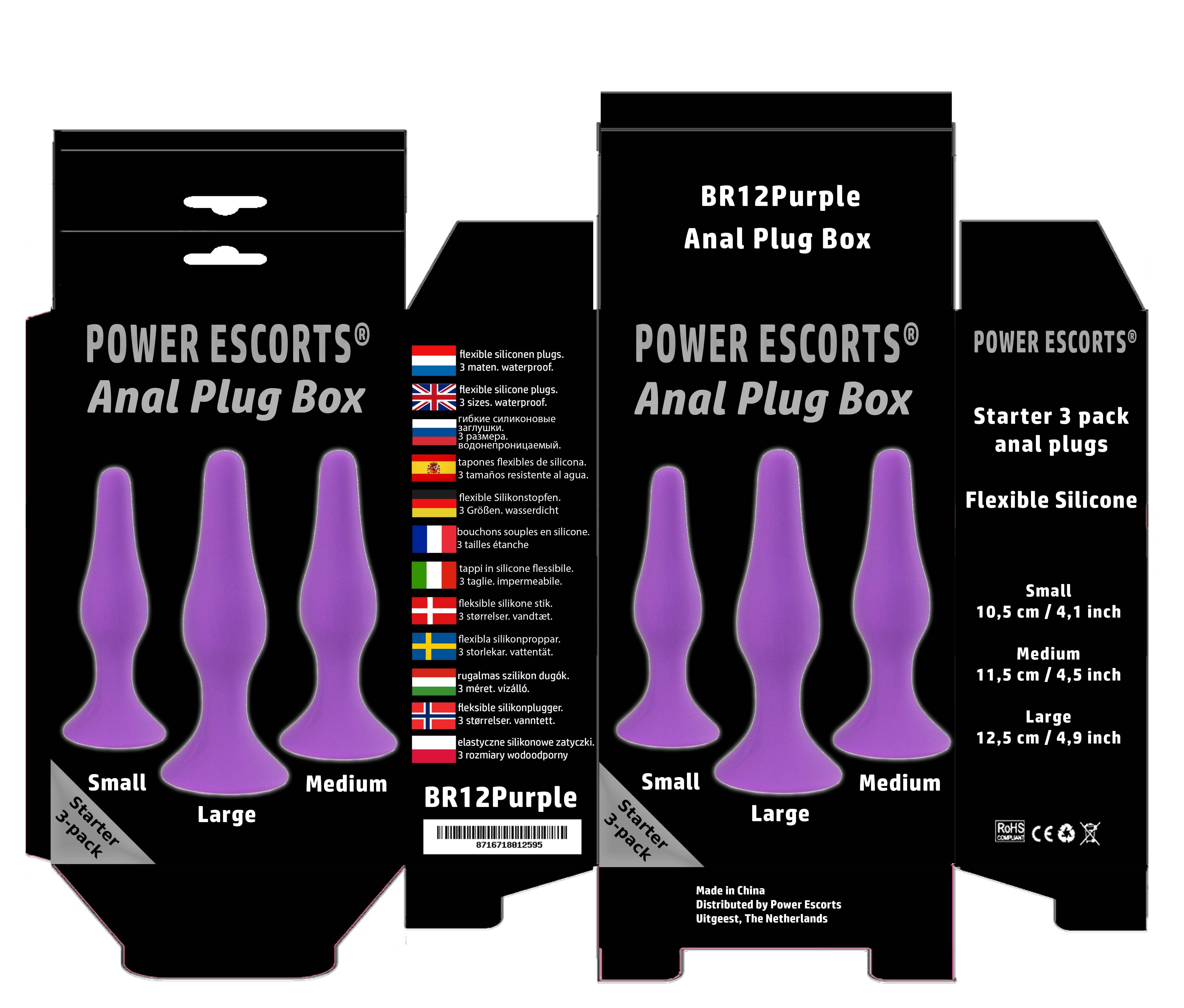 Kinky Pleasure - Vente Sex toys - Power Escorts - BR12 - Plug Anal en Silicone - Ensemble de 3 - Ventouse Puissante16