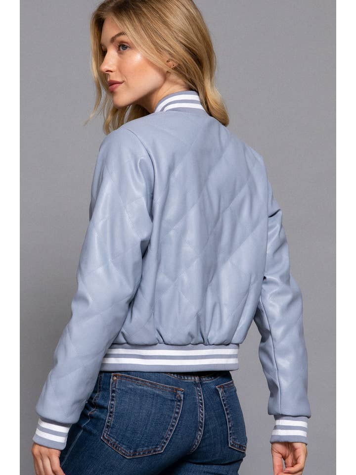 Active Basic | Active USA – Engroshandel Bomberjakke - Dame – Langærmet quiltet bomberjakke i kunstlæder (PU)27