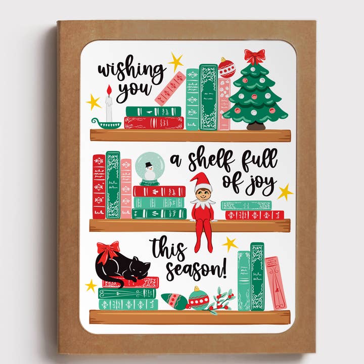 A Shelf Full of Joy | box set w/8 holiday cards for wholesale by Lucy Loves Paper