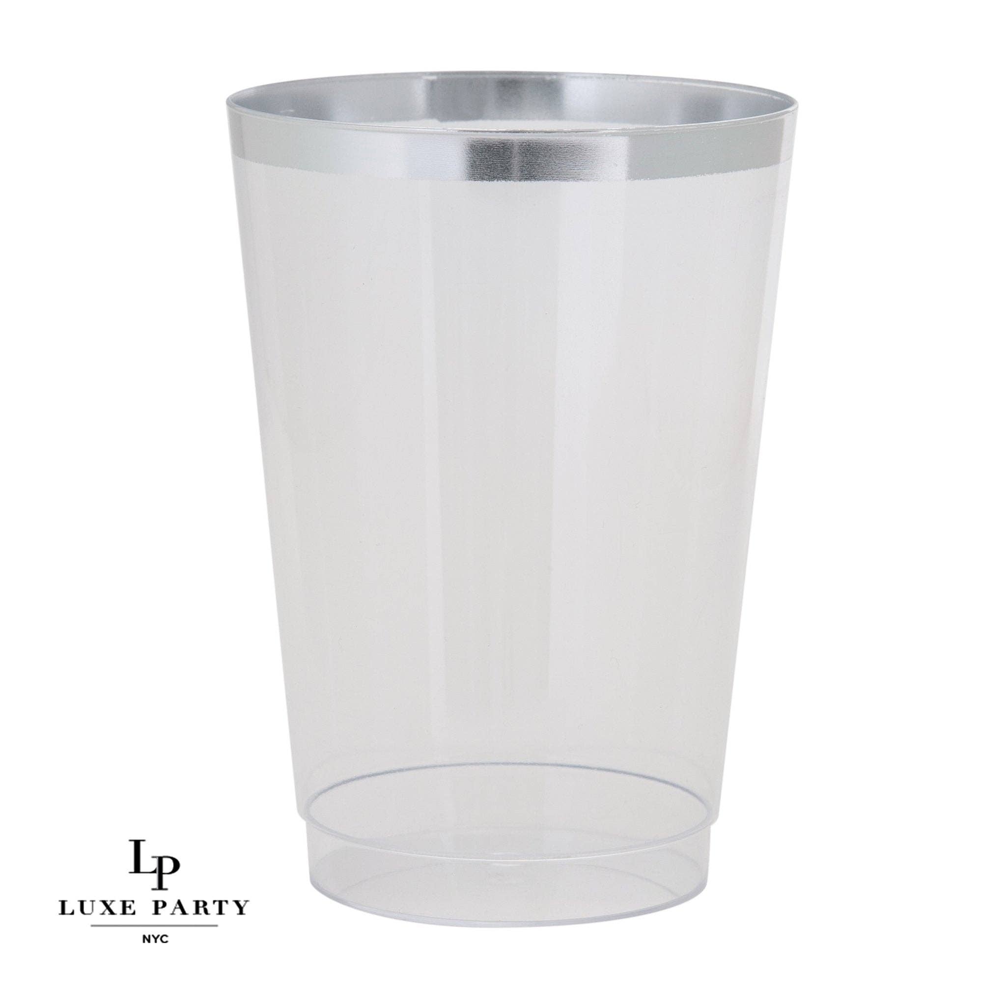 Luxe Party – wholesale Disposable cup – Laura Ashley 9 Oz Clear Plastic • Silver Plastic Cups | 20 Cups1