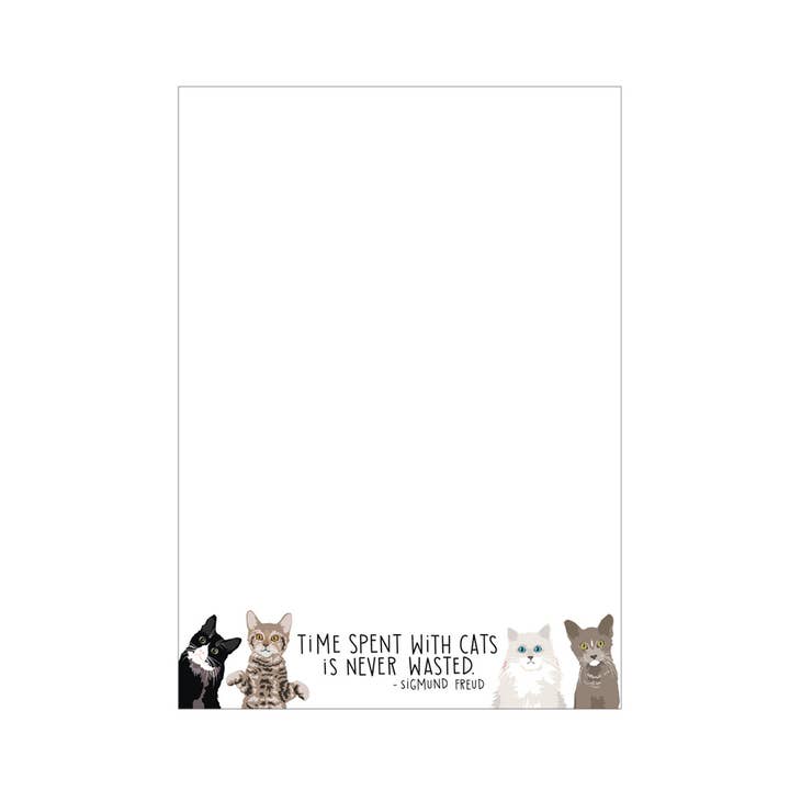 Apartment 2 Cards - Wholesale Notepad - Sigmund Freud - Time Spent With Cats Quote 4.75x6.5" Notepad1
