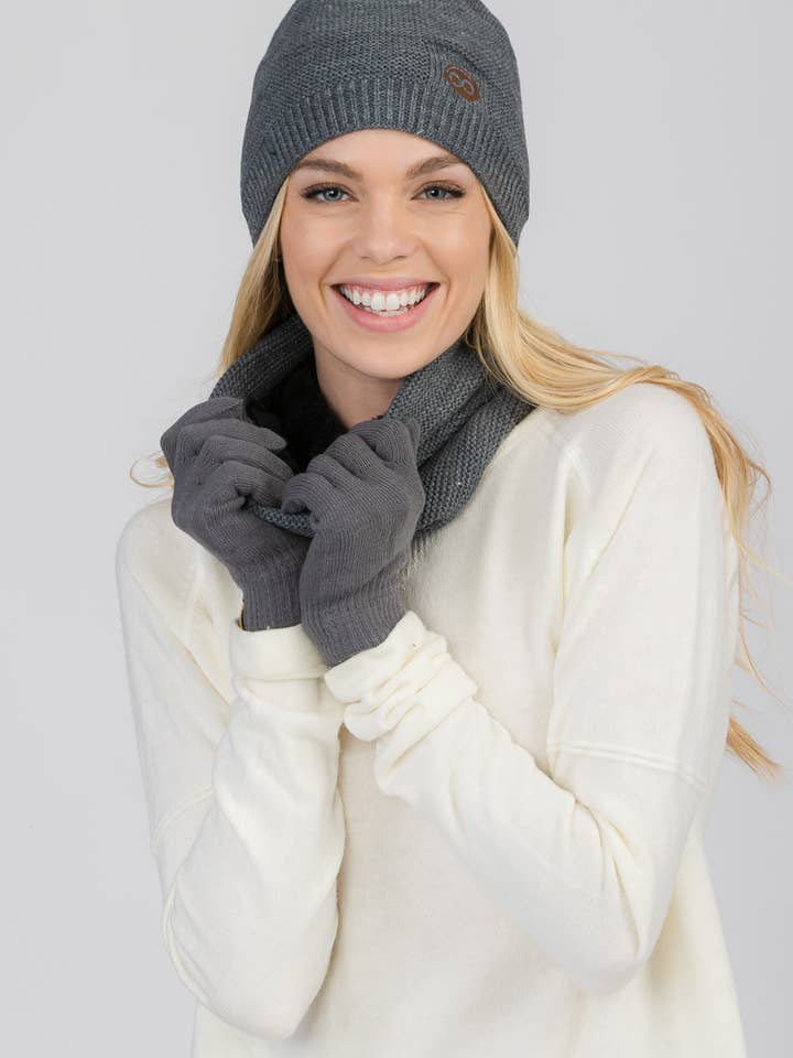 3 Pcs Set Fleece Lined Beanie for wholesale by Honey J