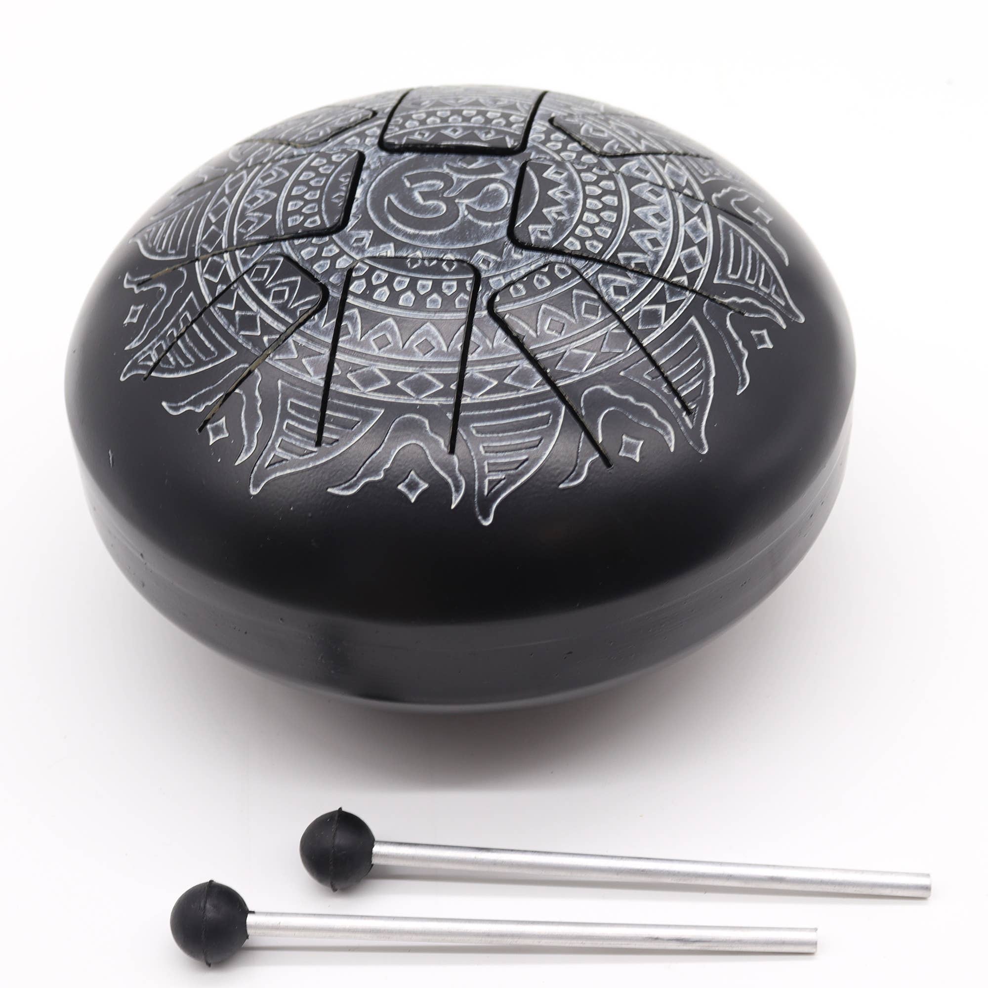 Ancient Wisdom - Wholesale Musical Instrument - Large Steel Tongue Drum Om Mandala Engraved- 22x18cm3