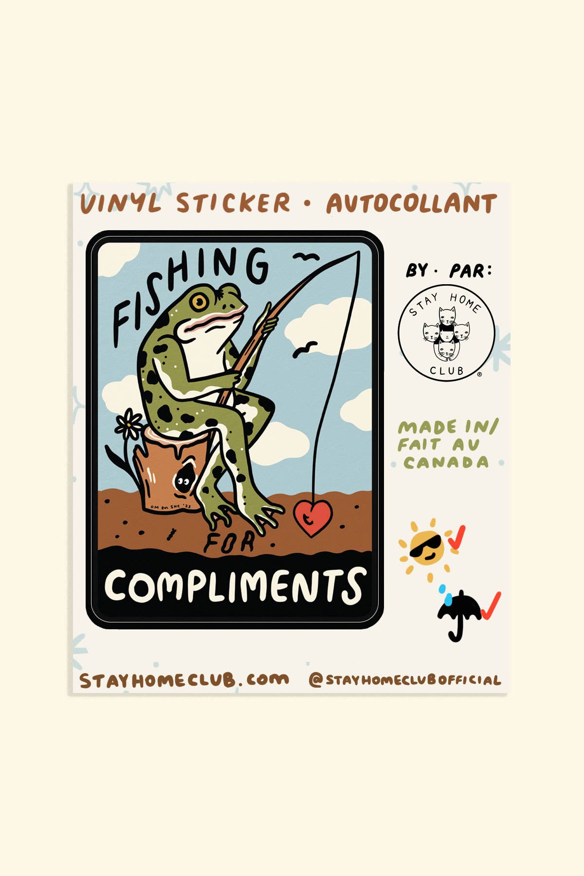 Stay Home Club - Vente Autocollant - Autocollant "À la pêche aux compliments" | Autocollant en vinyle imperméable