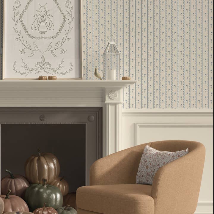 Blue Floral Stripe for wholesale by Everett Park