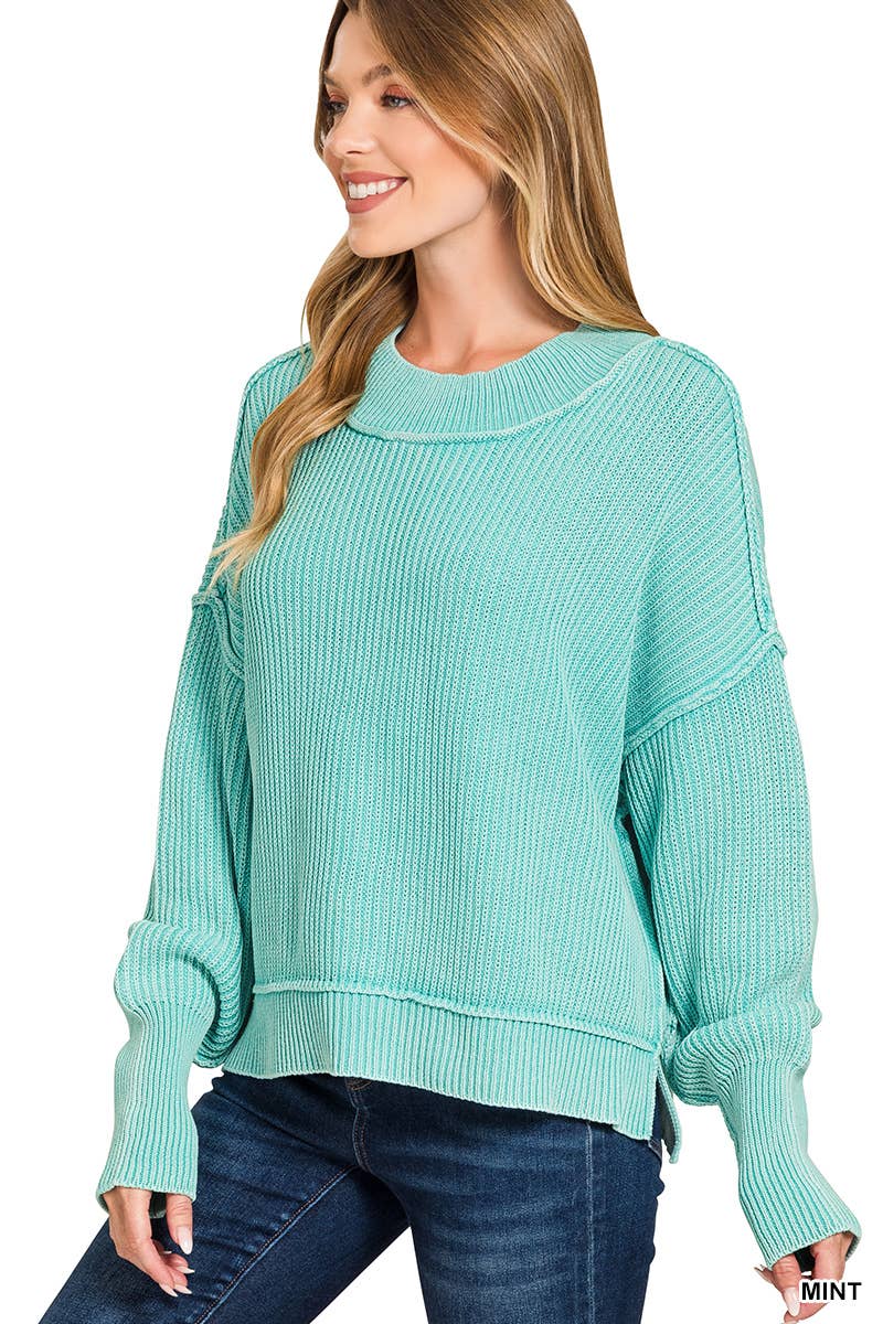 Vanilla Monkey – wholesale Pullovertröja - Dam – Tvättad sidoslits överdimensionerad beskuren tröja3