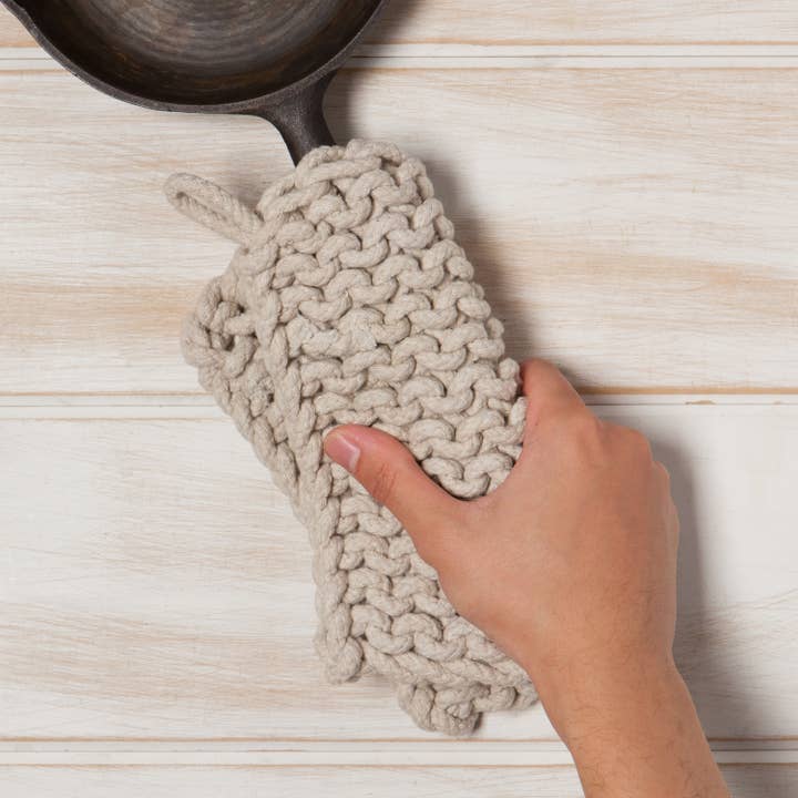Danica Heirloom - Wholesale Oven Mitt/Pot Holder - Dove Gray Knit Potholder1