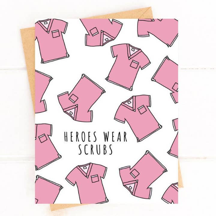 Five Dot Post - Venta al por mayor Tarjetas de felicitación - Heroes Wear Scrubs Tarjeta de agradecimiento al doctor rosa