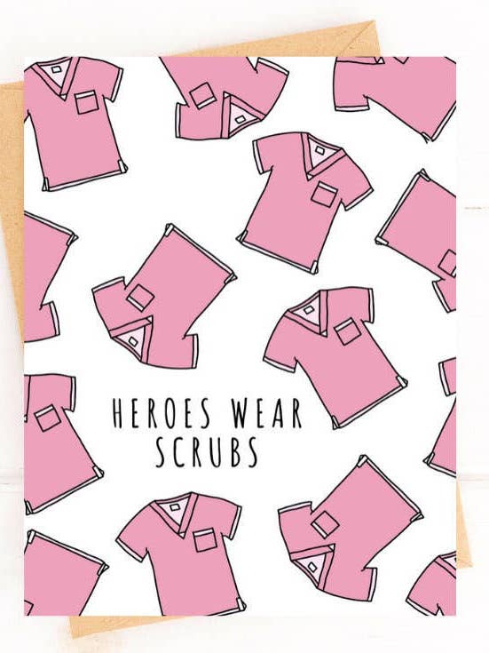 Heroes Wear Scrubs Pink Doctor Appreciation Nurse Card for wholesale by Five Dot Post
