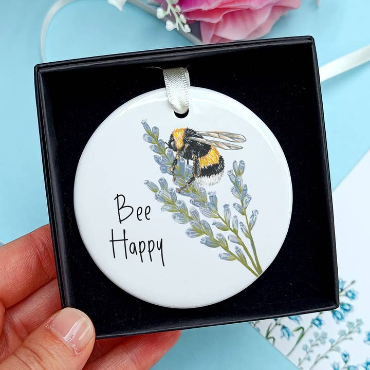 Bee Happy Ceramic Decoration for wholesale by Laura Stanley Designs