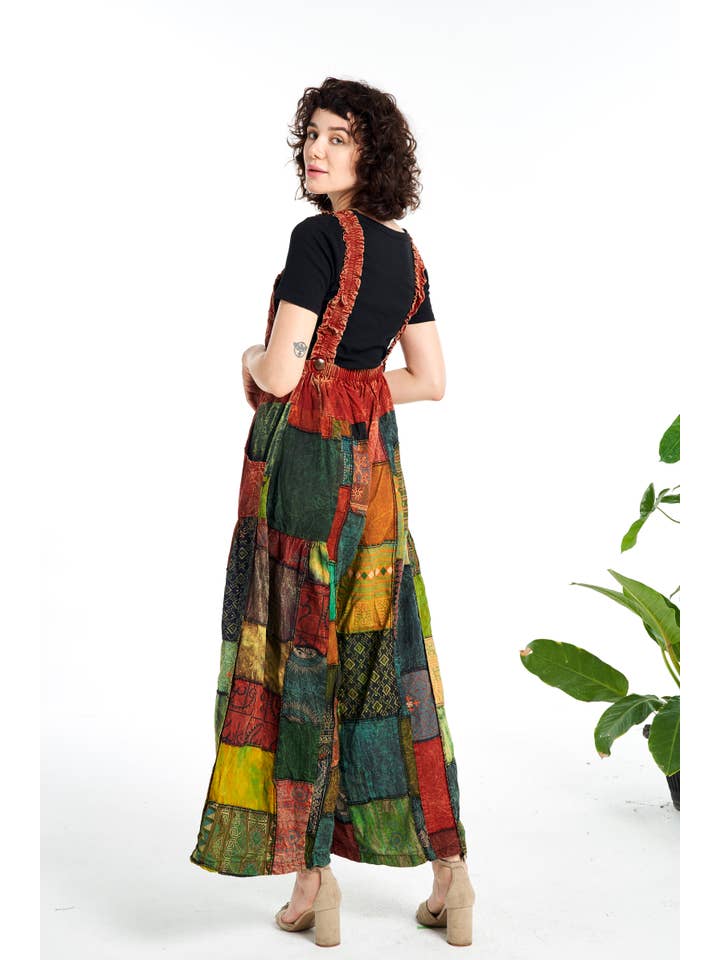 Kathmandu Imports - Wholesale Jumpsuit - Women's - Womens Clothing - Wide-Leg Patchwork Jumpsuit (TH-1782)