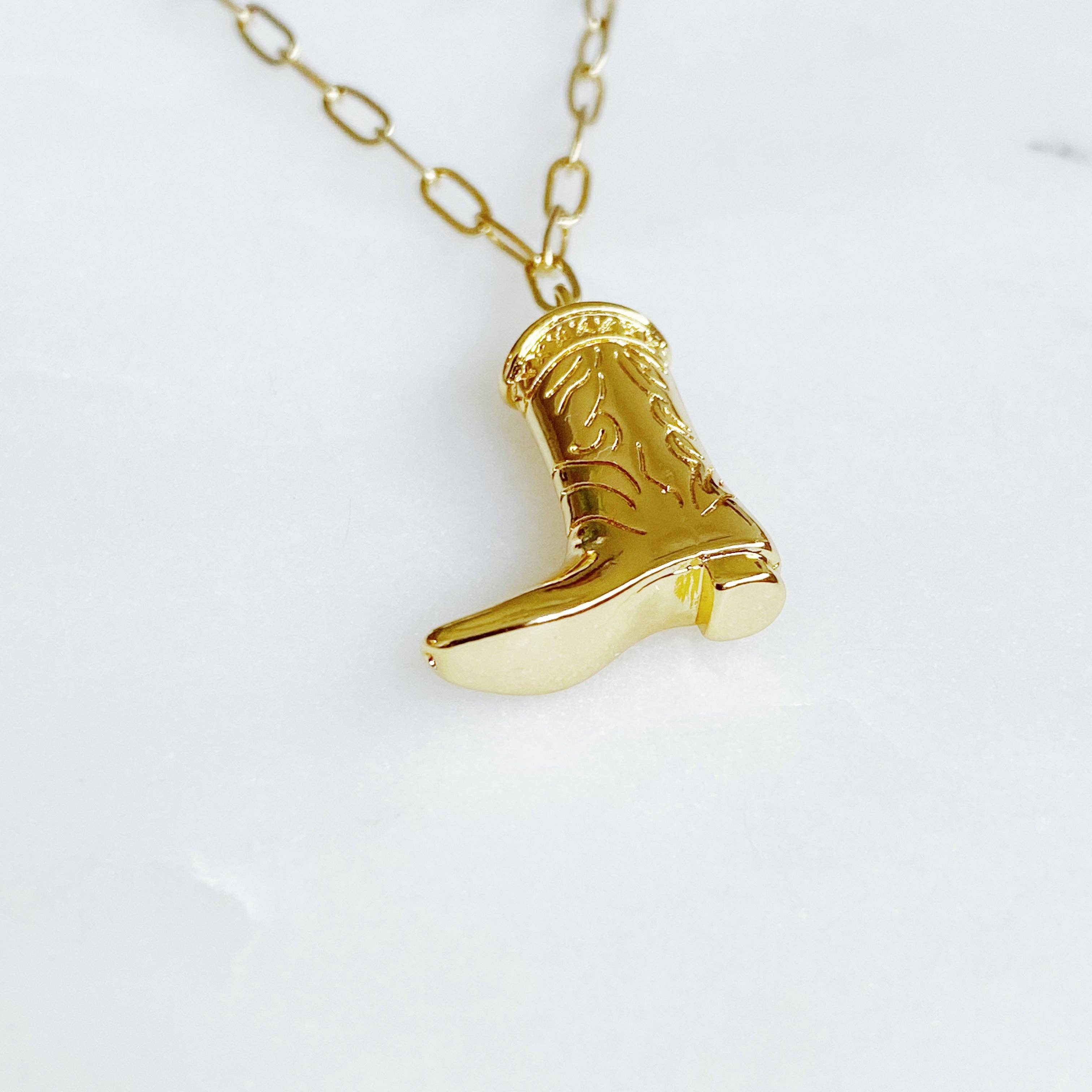Ellison+Young - Wholesale Pendant/Charm Necklace - Golden Cowgirl Boot Necklace2