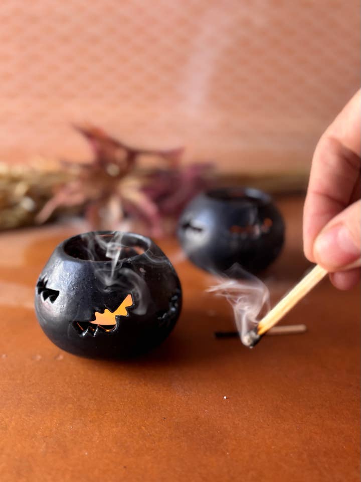 Bats Halloween Luminary Candle Holder Tea Light for wholesale by ROB Ceramics