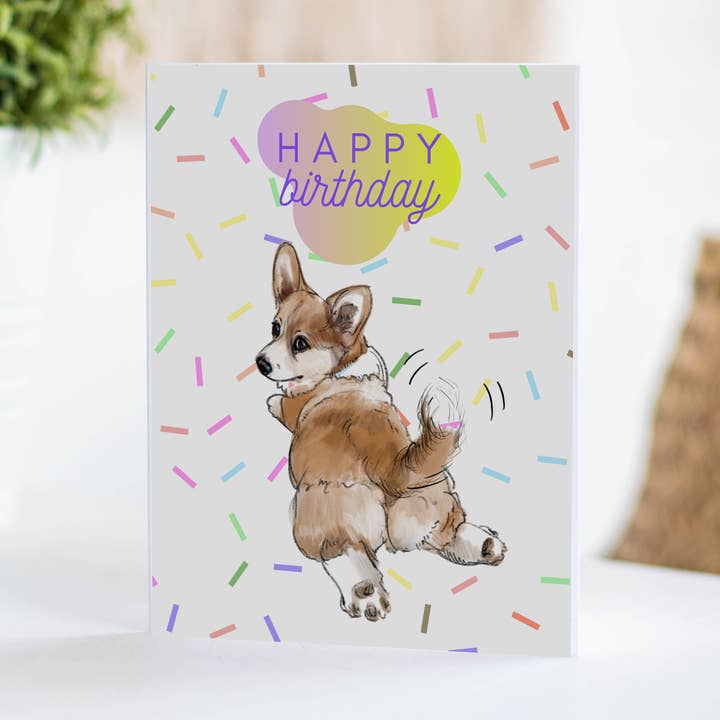 Cartão de Saudação Cão | Vags Corgi | Cartão Aniversário Cão | Cão por atacado de Fable & Sage