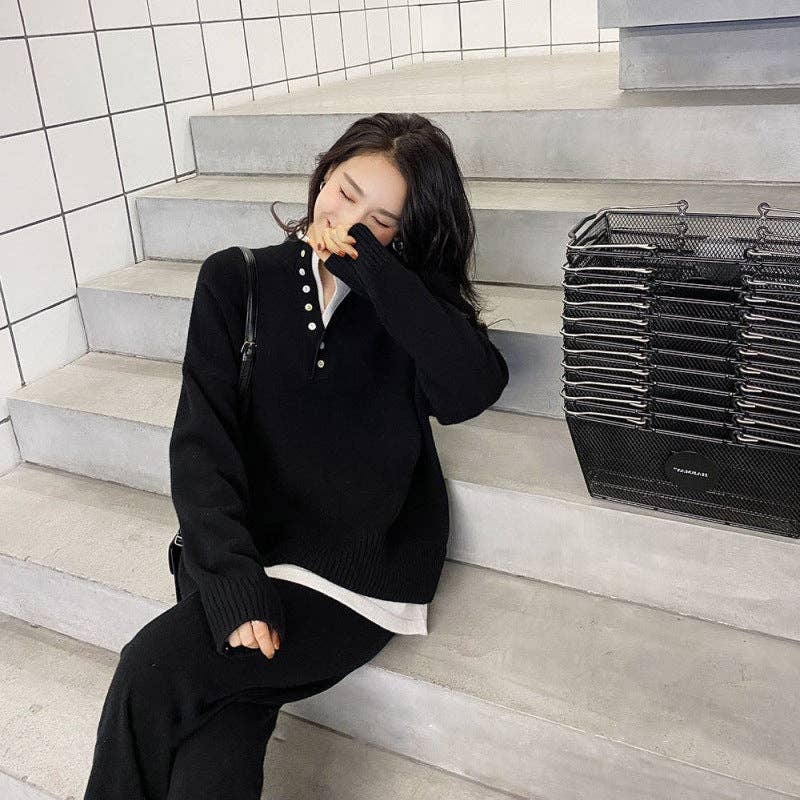 Marayn - Wholesale Lounge Set - Women's - Chic Knit Sweater  WideLeg Pants Autumn Set19