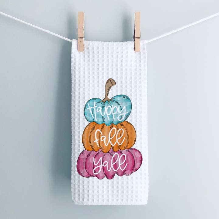 Fall Waffle Weave Kitchen Towels for wholesale by Polly and Paisley