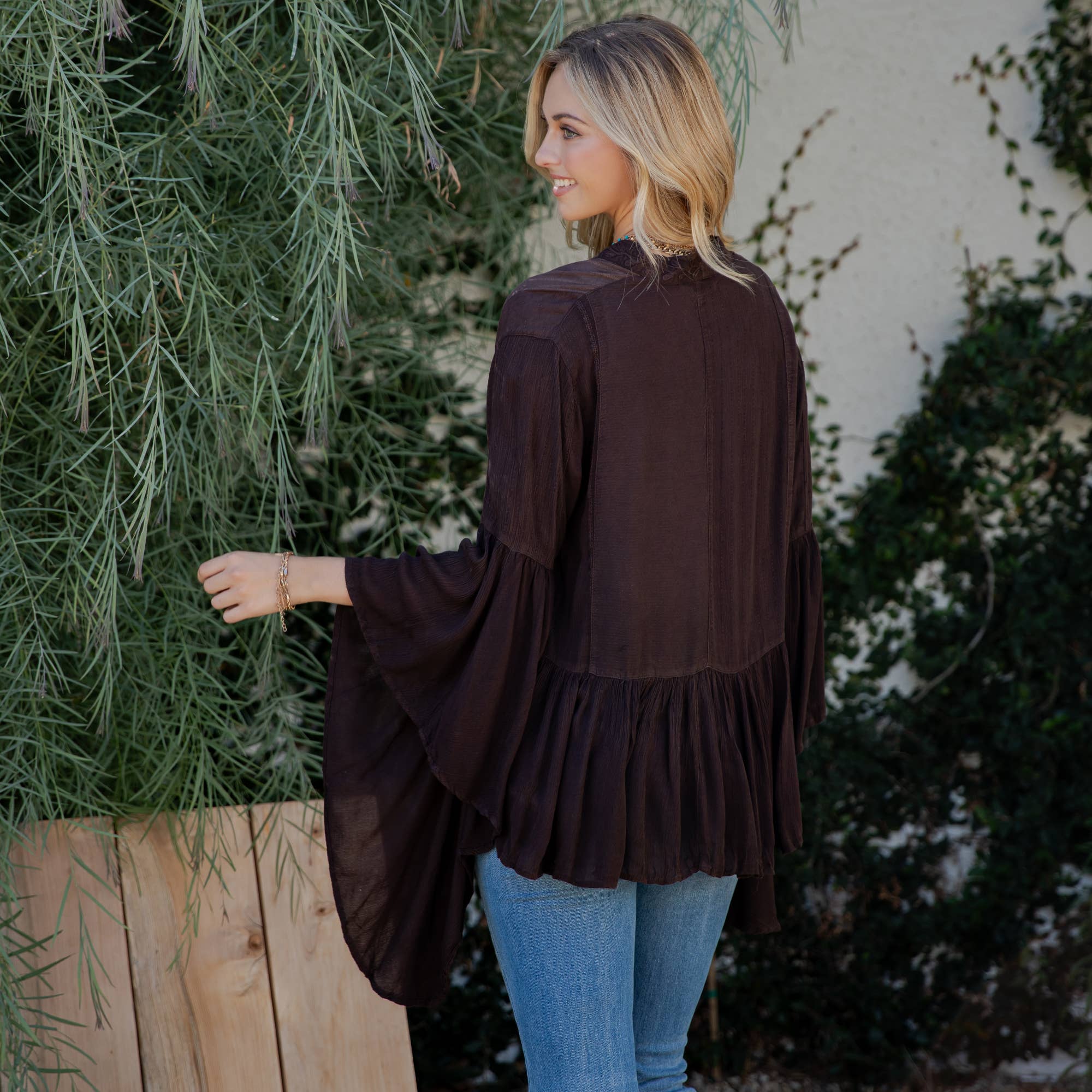 Young Threads - Wholesale Kimono - Women's - Elegant Kimono-Inspired Frill Shrug - New Style26