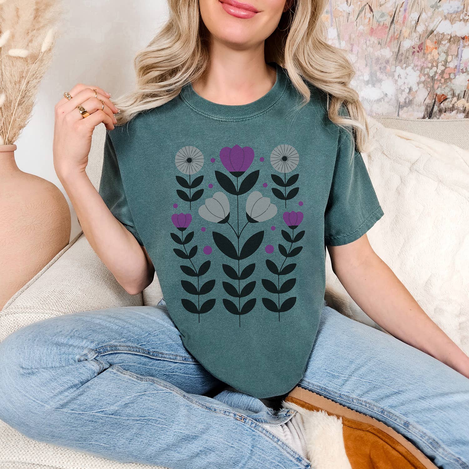 Lucky Luna Apparel - Wholesale T-Shirt (Graphic) - Women's - Subtle Asexual Flowers Comfort Colors Shirt3