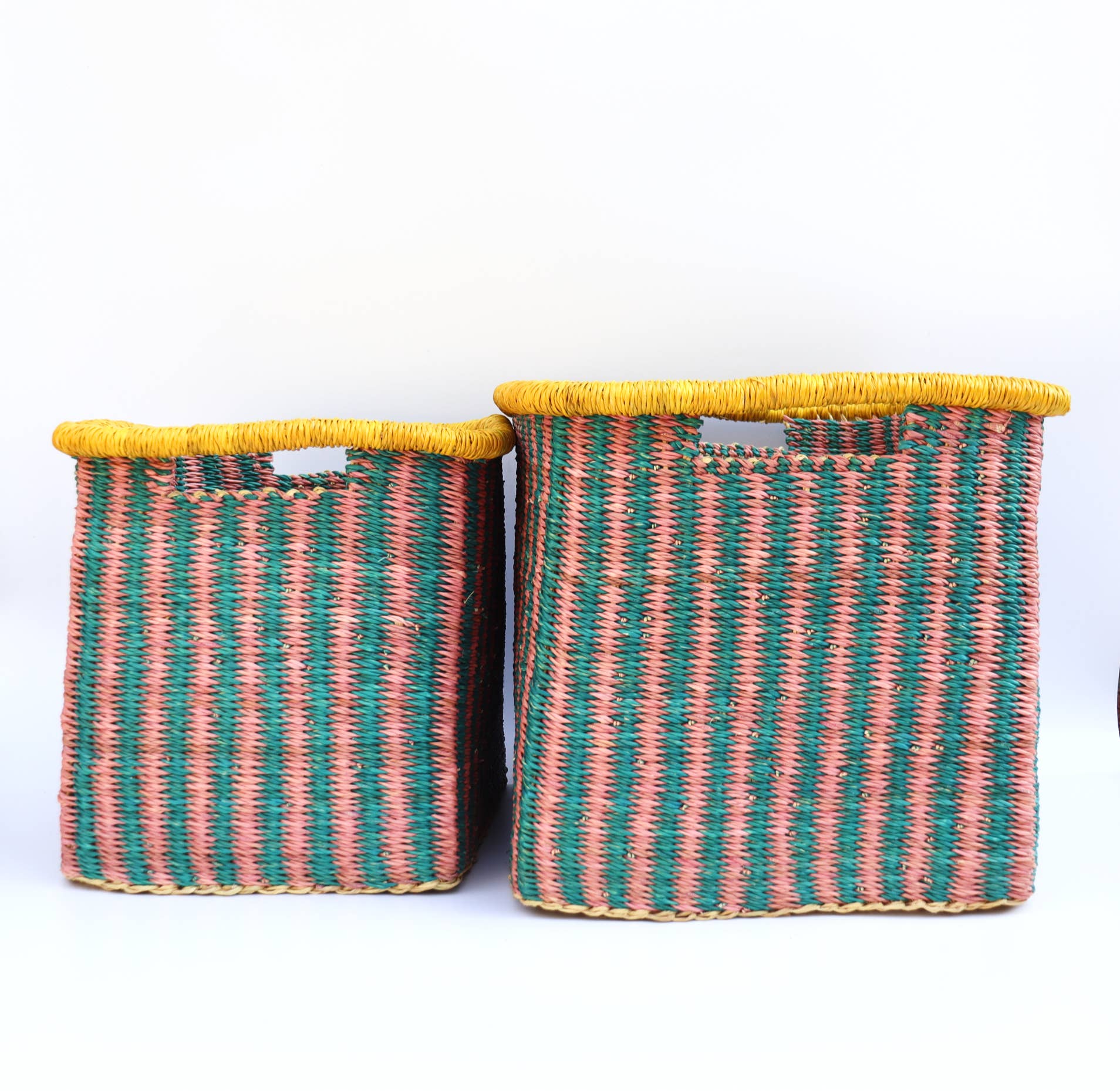 The Bam's Art Shop - Wholesale Basket - Turquoise, Pink, Yellow Rectangle Storage Basket2