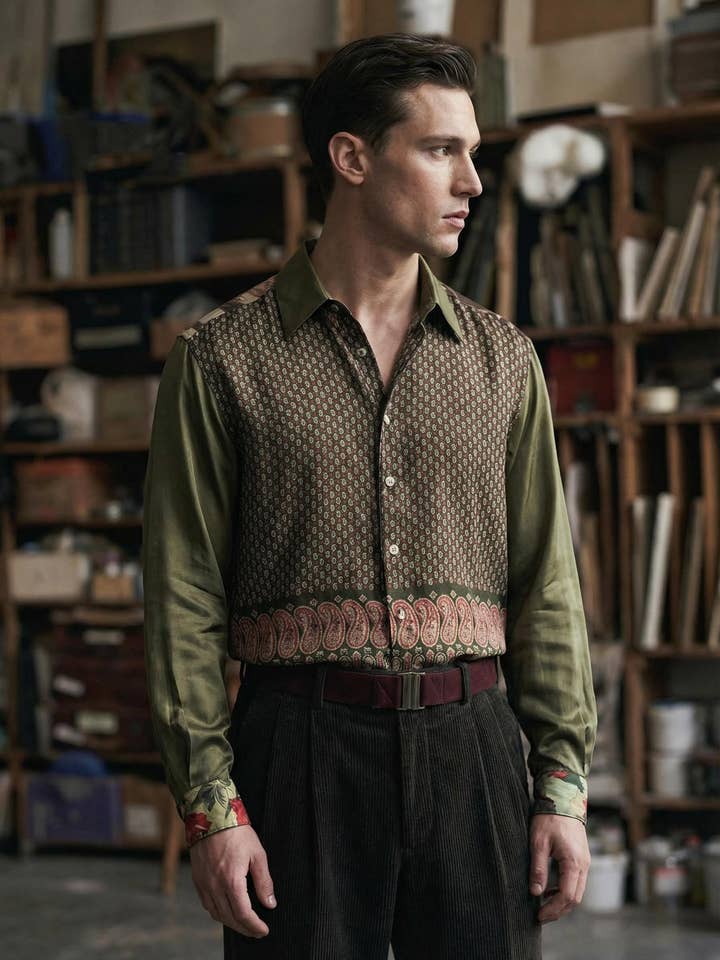 Camisa 100% Seda - Pieza Única - Talla S/M para venta al por mayor de Emile Garçon