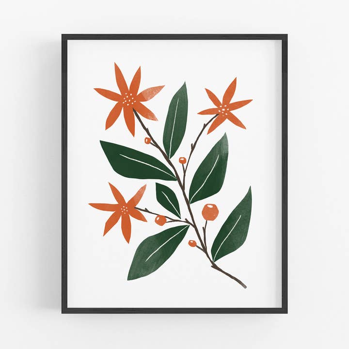 Holiday Floral Art Print for wholesale by Emily Rae Carlson Paper Goods
