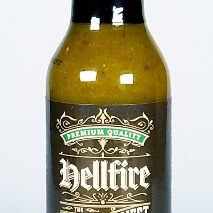 New! Hellfire Black Label Green World's Finest Hot Sauce for wholesale by Hellfire Hot Sauce Inc