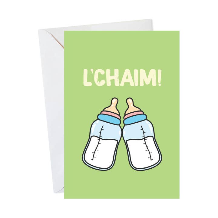 L'Chaim New Jewish Baby Card for wholesale by Menschions