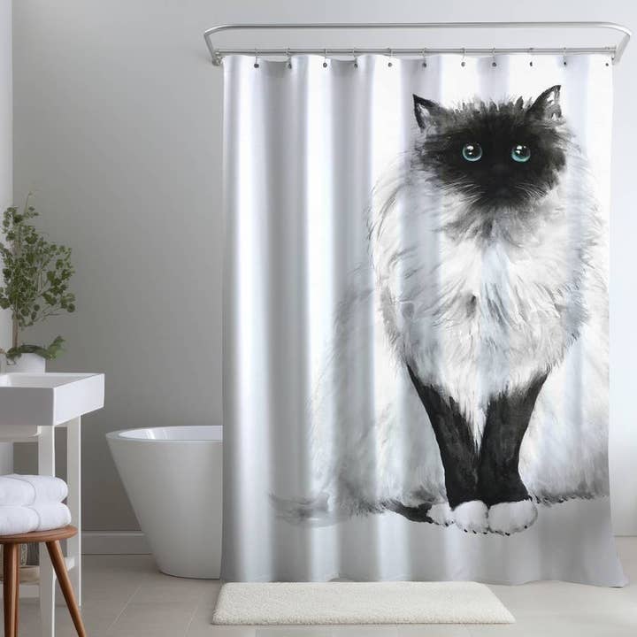 Negro Gato siamés esponjoso de ojos azules | 71 x 74 pulgadas de venta al por mayor en Faire