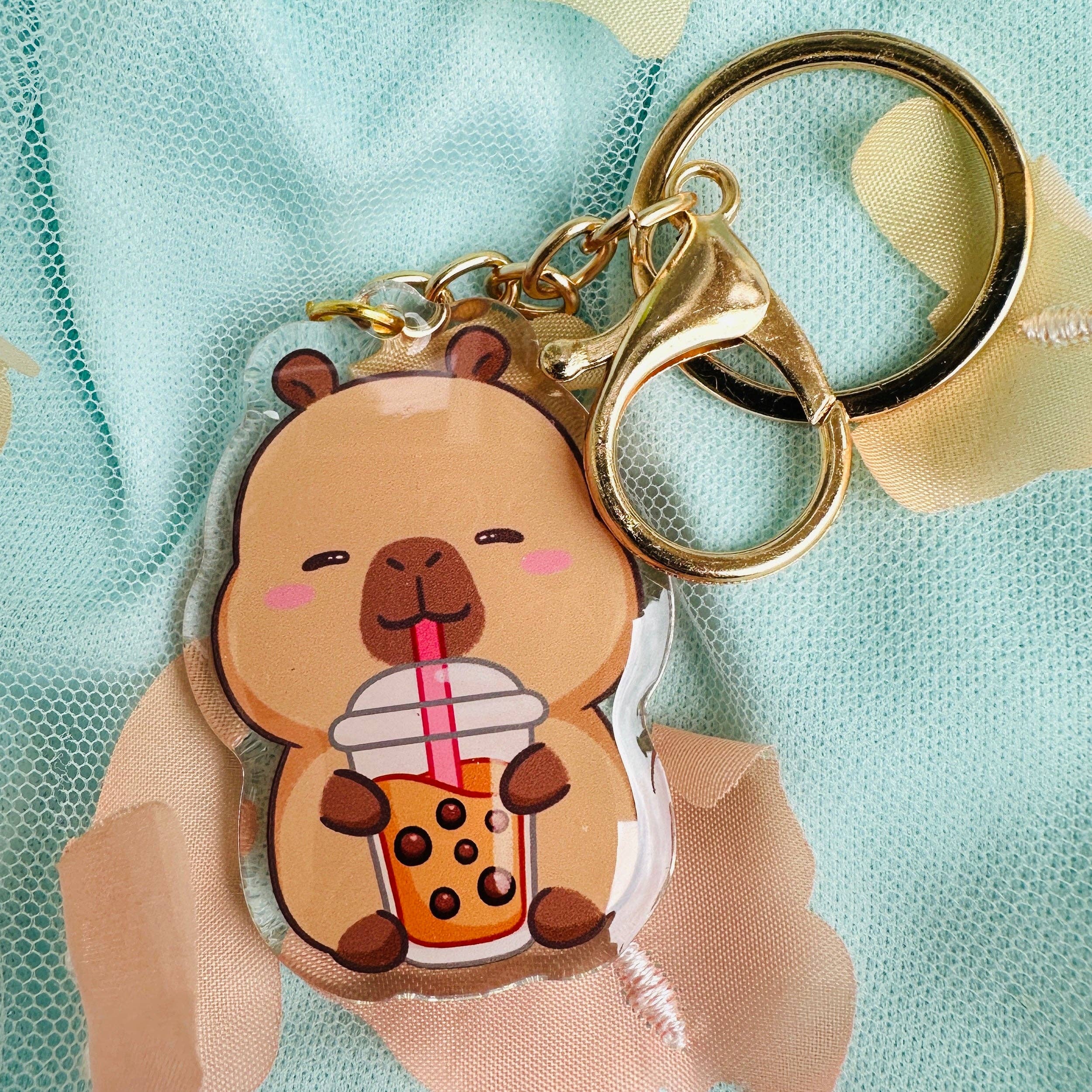 CapyFun - Wholesale Keychain - Women's - Capybara Acrylic Keychain Cute Kawaii Dumpling Boba Tea Coffee Ice Cream Reading Orange Ramen Foodie Hot Pot Holiday Gift For Her11