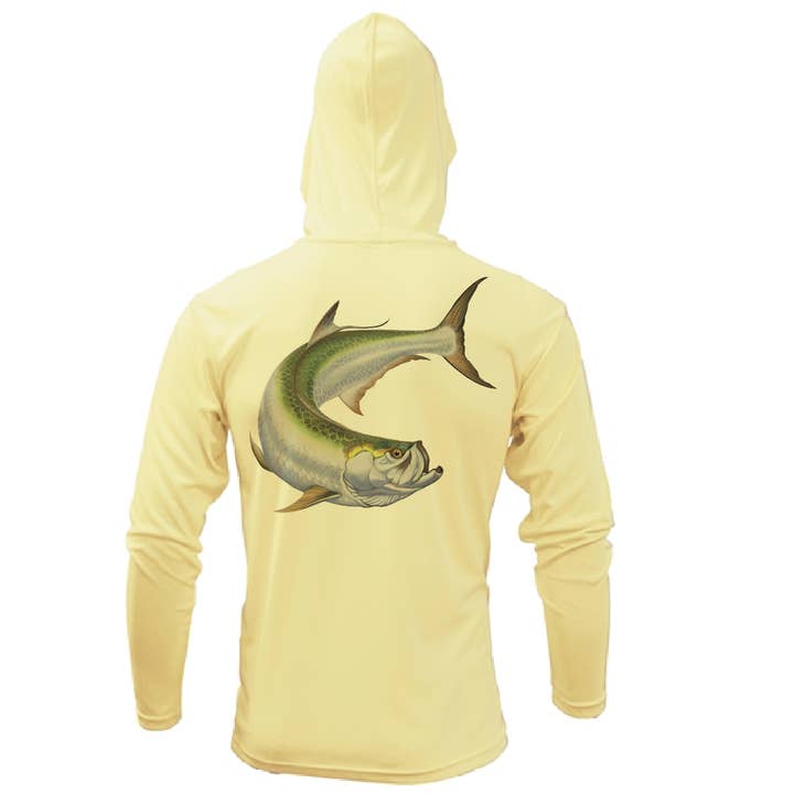 Dunedin, FL Action Tarpon Long Sleeve UPF 50+ Dry-Fit Hoodie for wholesale by Saltwater Born
