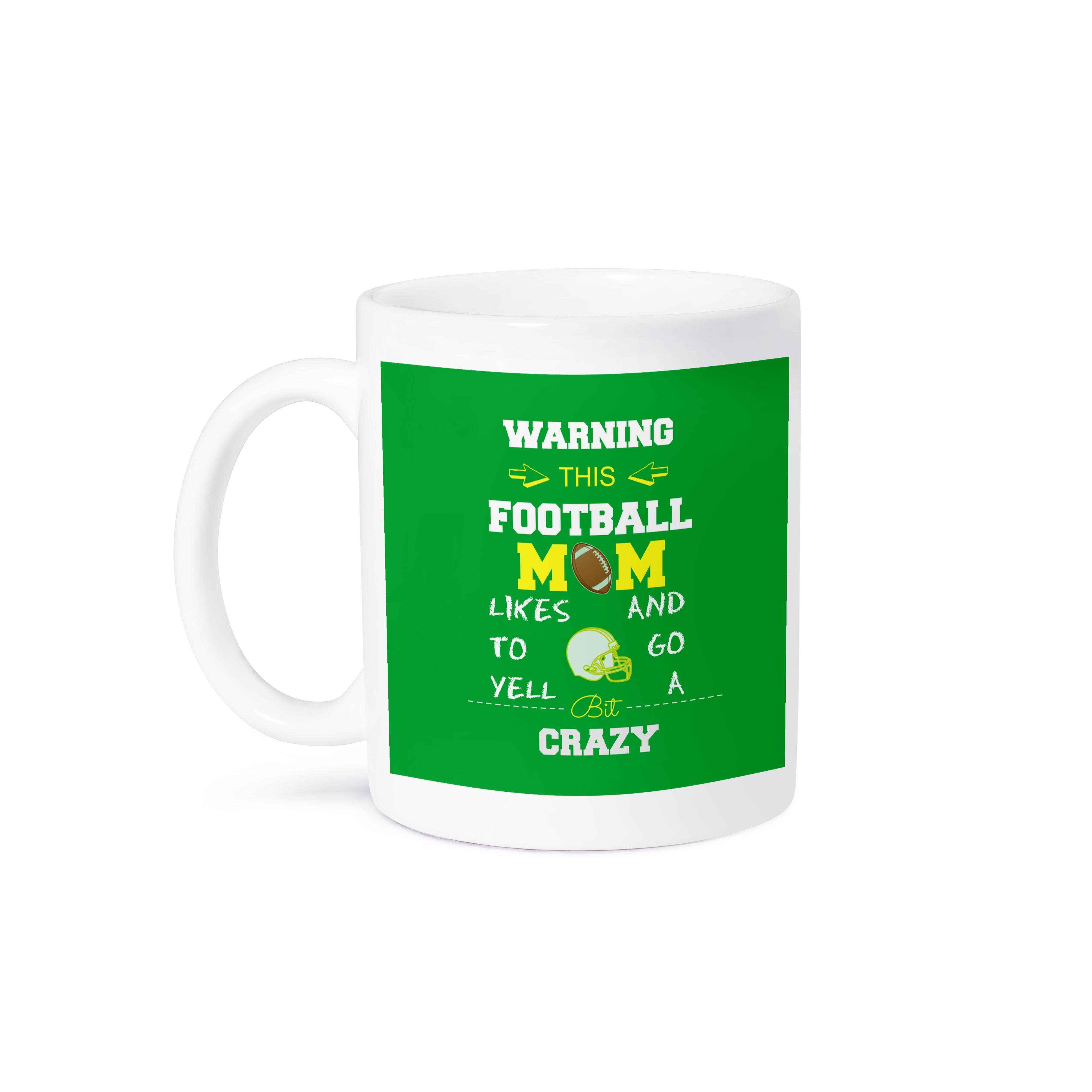 3dRose - Wholesale Coffee Mug - 3dRose, Warning this football mom likes to go crazy yellow and green, Mug8