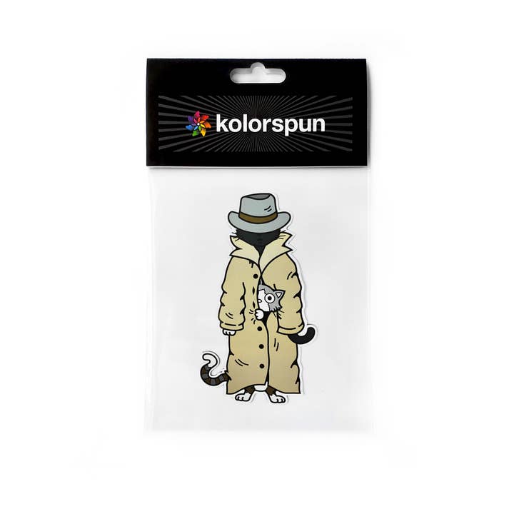 Kolorspun Pins - Wholesale Magnet - 3 Cats in a Trench Coat Vinyl Magnet