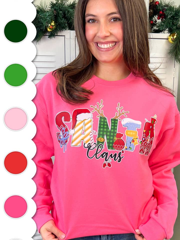 Santa Doodle Graphic Sweatshirt for wholesale by Sugar Stitch