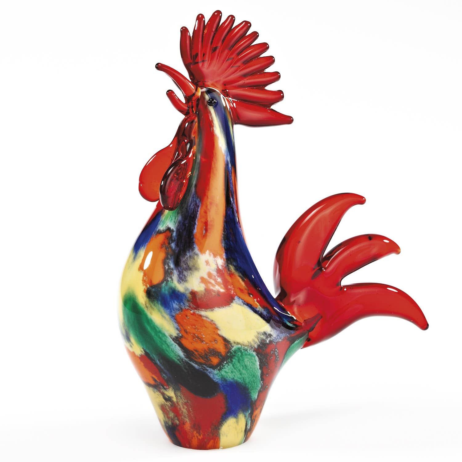 HomeRoots – wholesale Decorative figurine – 11" Red Murano Glass Rooster Figurine Tabletop Sculpture4