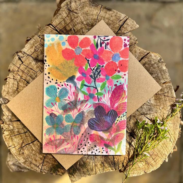 Plantable Seed Paper Birthday Card,Blank Inside,Floral card for wholesale by Erika's Whimsical Art