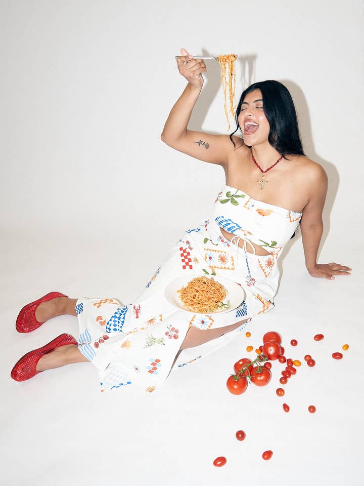 Chiara Bias Maxi Dress in Spuntino Plus Size Available for wholesale by What Lo Wants