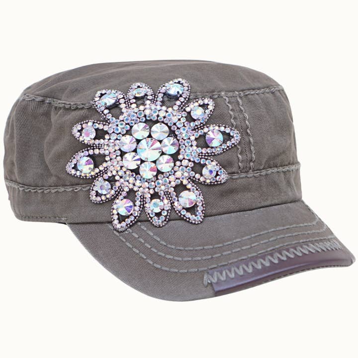 Olive & Pique - Wholesale Baseball Cap - Women's - Sunflower Bejeweled Glitz Cadet Cap, Adjustable3