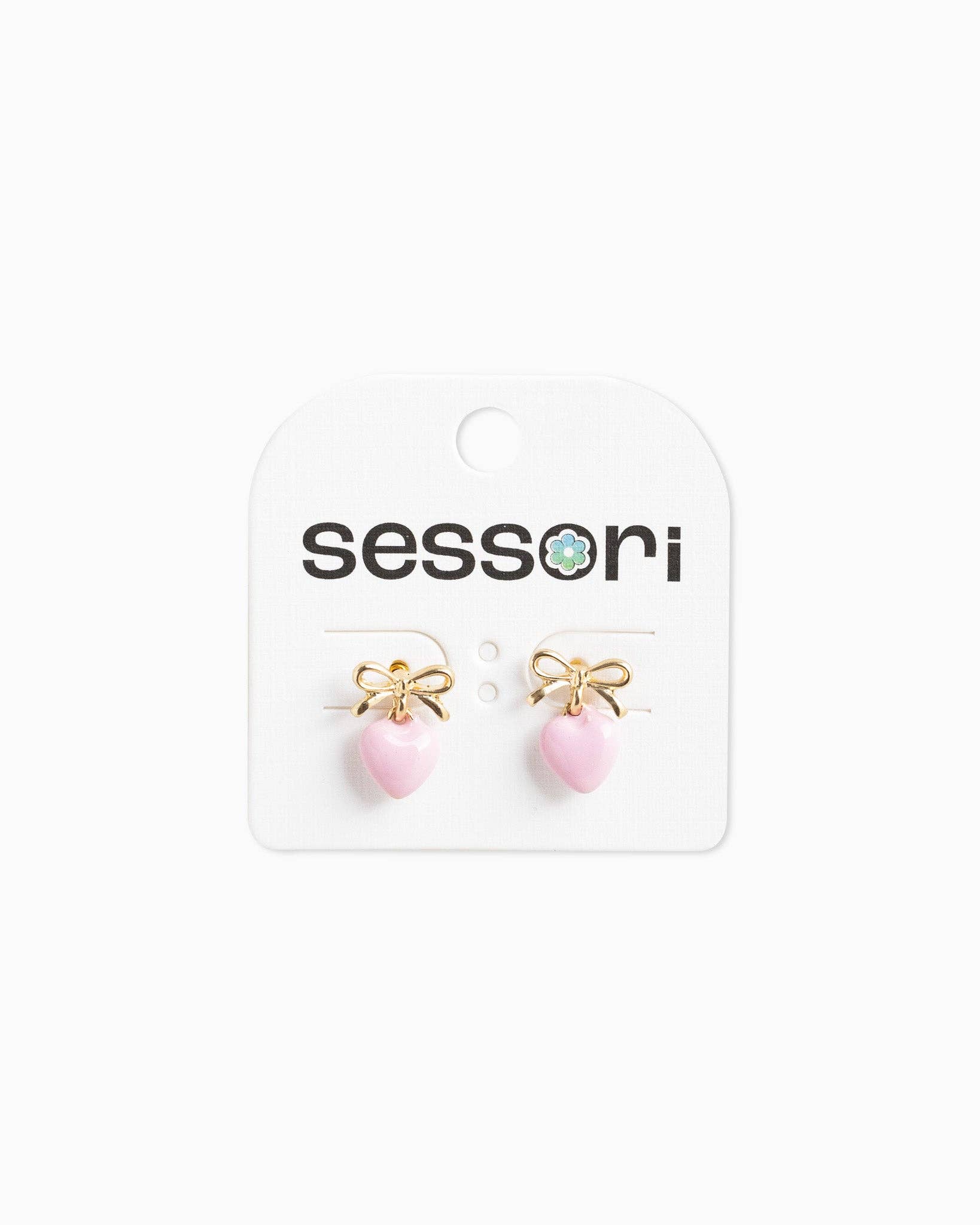 Sessori – Großhandel Ohrhänger – Winzige Schleifen- und Herzanhänger-Ohrringe mit Epoxidüberzug6