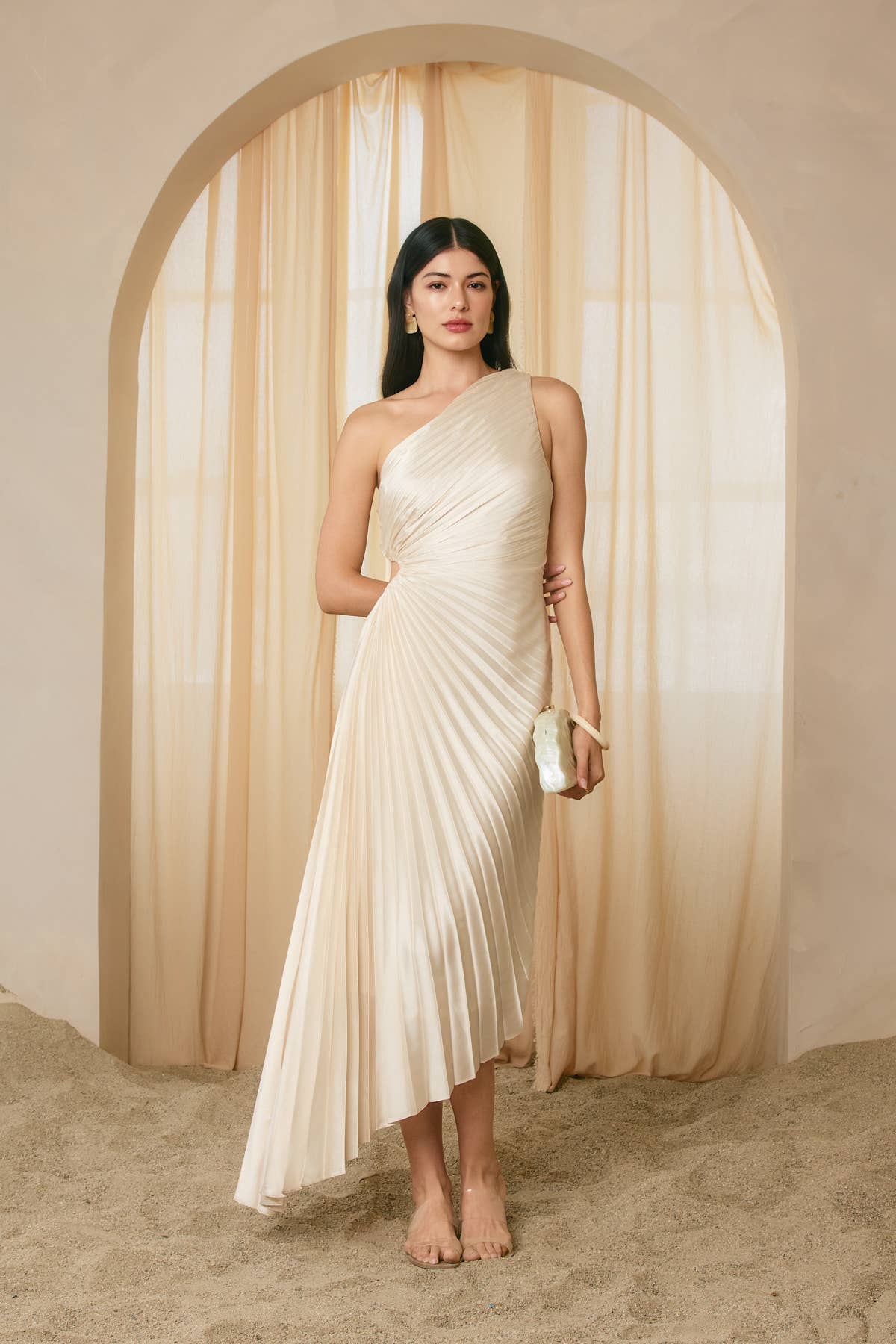 Dress Forum - Wholesale Dress - Women's - Olympia Asymmetrical Pleated Maxi Dress38