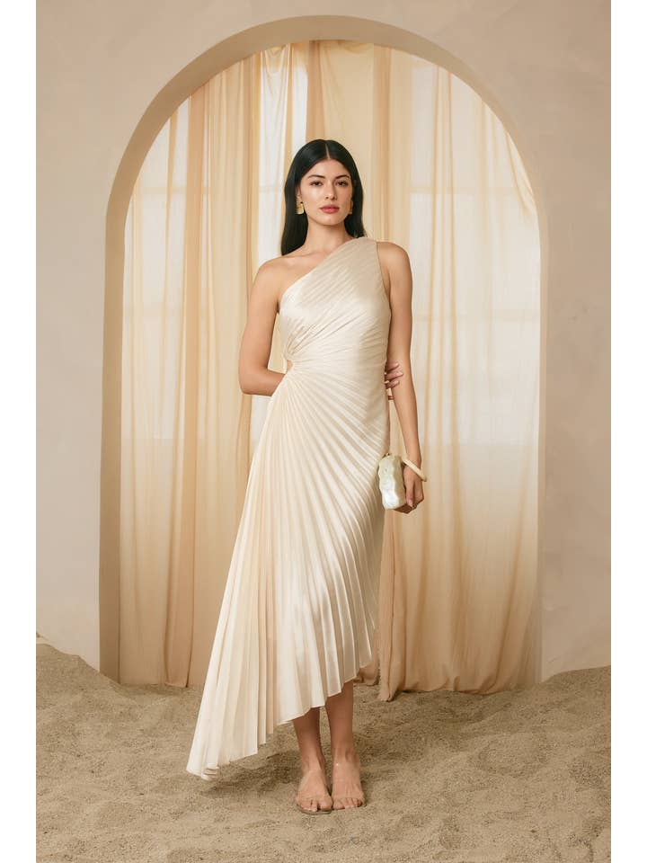 Dress Forum - Wholesale Dress - Women's - Olympia Asymmetrical Pleated Maxi Dress (1)75