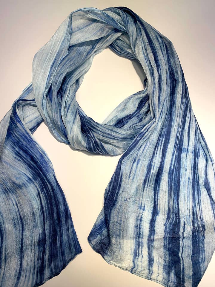SC1000 #380 WATERCOLOR SCARF | DENIM BLUE & IVORY for wholesale by LUA